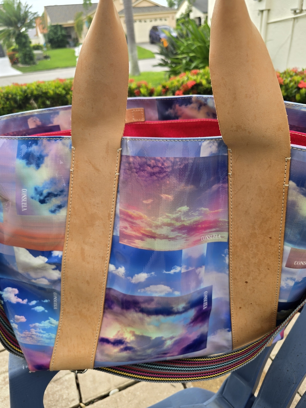 Consuela Multicolor Sky Print Carryall Bag with Tan Accents - Picture 4 of 4